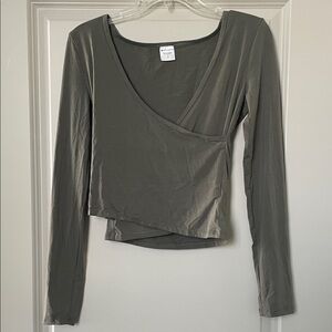 Athleta Asymmetrical Green Long Sleeve Top